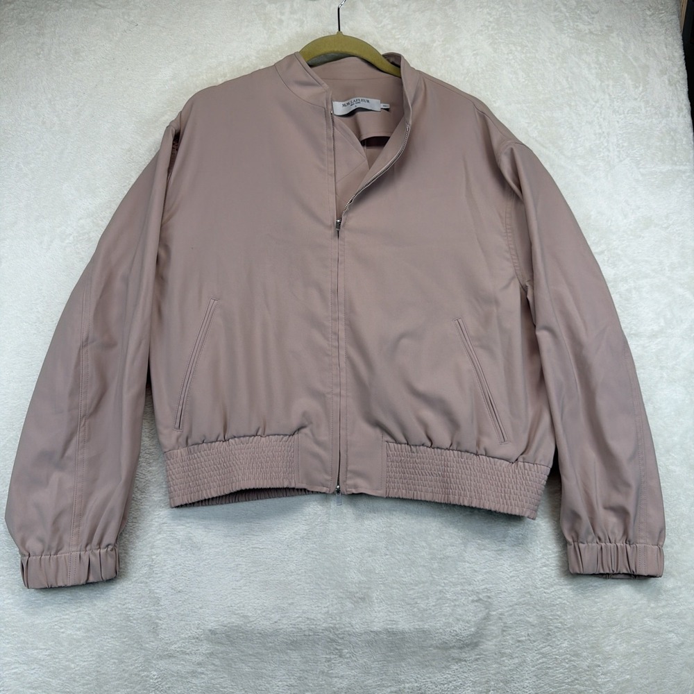 M.M.LaFleur Jacket Womens L Taupe Full Zip Cropped Bomber Career Workwear